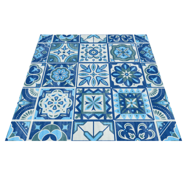 Alfombra vinílica cocina adhesivo azulejos talavera - TenVinilo