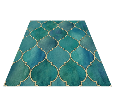 Alfombra vinílica cocina jade verde con acentos dorados - TenVinilo