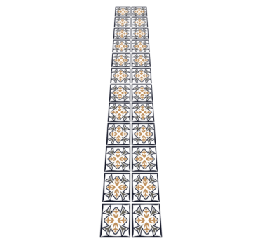 Alfombra vinílica cocina azulejo portugués beige y negro - TenVinilo