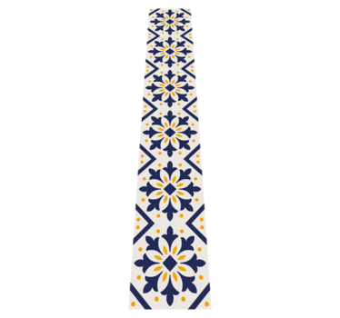 Alfombra vinílica cocina azul con azulejos amarillos - TenVinilo