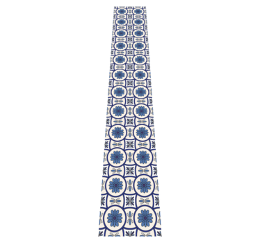 Alfombra vinílica cocina azulejo portugués flor azul - TenVinilo