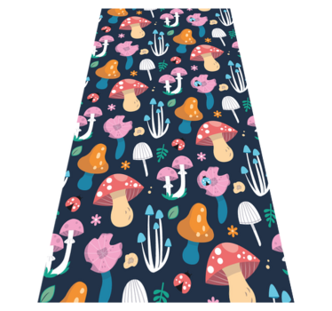 Alfombra vinílica cocina con diseño de setas y mariquitas - TenVinilo