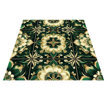 Alfombra vinílica cocina azulejos mosaico botánico - TenVinilo