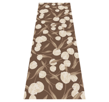 Alfombra vinílica dormitorio patrón tulipanes beige elegante - TenVinilo