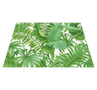 Alfombra vinílica dormitorio motivo hojas tropicales - TenVinilo