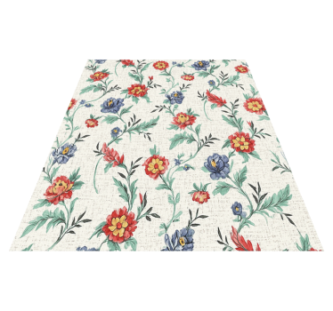 Alfombra vinílica dormitorio diseño flores retro - TenVinilo