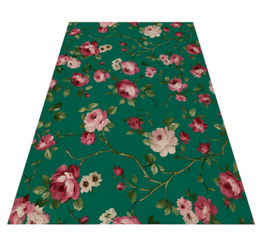 Alfombra vinílica dormitorio patrón flores pintadas - TenVinilo