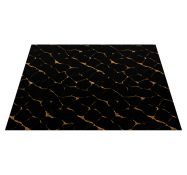 Alfombra vinílica dormitorio mármol negro con rayas doradas - TenVinilo
