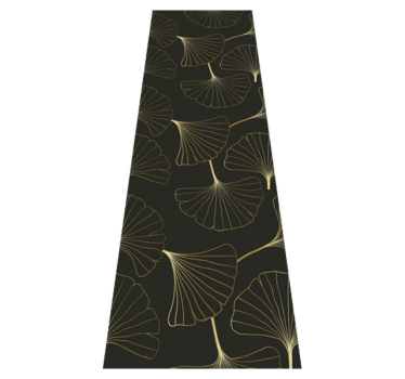 Alfombra vinílica oficina hojas de ginkgo oro carbón - TenVinilo