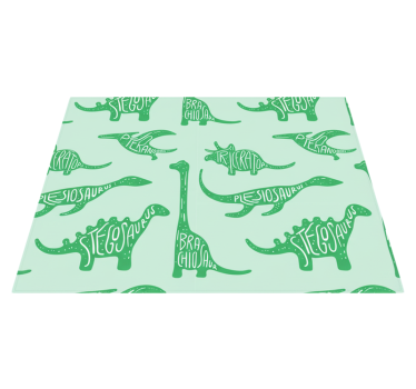 Alfombra vinílica dormitorio dinosaurios verdes con nombres - TenVinilo