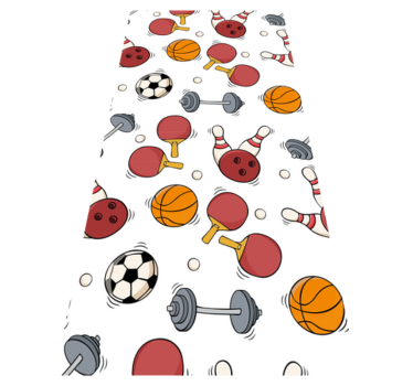 Alfombra vinílica dormitorio estilo doodle de deporte - TenVinilo