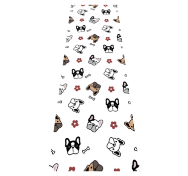 Alfombra vinílica dormitorio flores y bulldogs franceses - TenVinilo