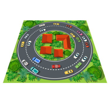 Alfombra de vinilo carretera infantil rotonda - TenVinilo