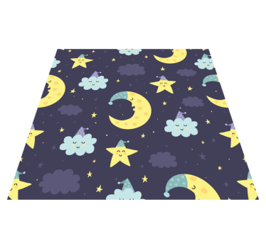Alfombra vinílica infantil luna y estrellas durmiendo - TenVinilo