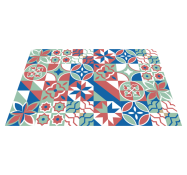 Alfombra vinílica colorida de azulejos - TenVinilo