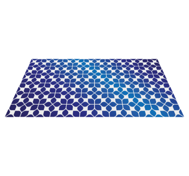 Alfombra vinilo azul mosaico flores - TenVinilo