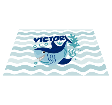 Alfombra vinílica con nombre tiburón bebé con nombre - TenVinilo