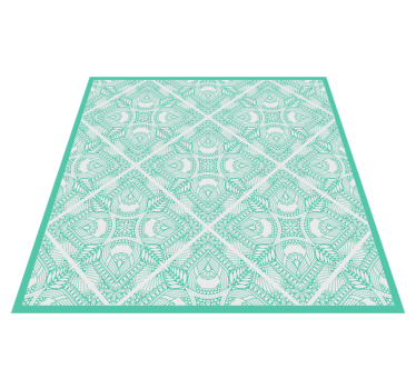 Alfombra vinilo dormitorio azulejos azules - TenVinilo
