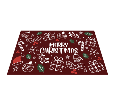 Alfombra vinílica roja patrón elementos navidad - TenVinilo