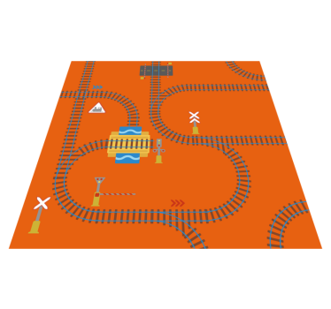 Alfombra vinílica infantil vías tren naranja - TenVinilo