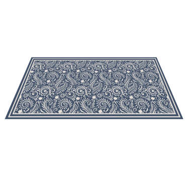 Alfombras vinilo cocina contornos blancos de flores - TenVinilo