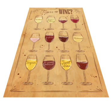 Alfombra de vinilo con frase Tipo de vinos beige - TenVinilo