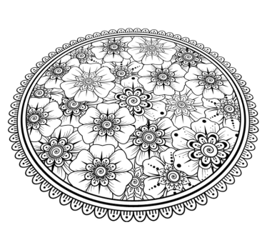 Alfombras vinílicas de azulejos Círculo negro mandala - TenVinilo