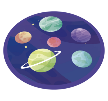 Alfombra vinilo infantil con planetas coloridos - TenVinilo