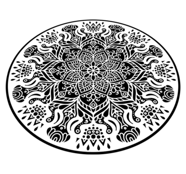 Alfombra de vinilo mandala Mandala blanco y negro - TenVinilo