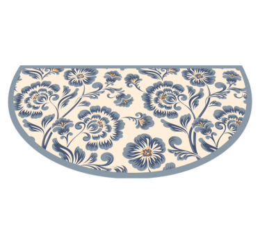 Alfombra vinílica cocina Flores elegantes azules - TenVinilo
