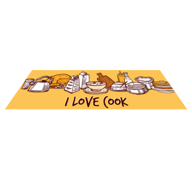 Alfombra de vinilo con frase Texto de cocina con utensilios - TenVinilo