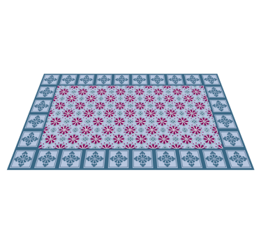 Alfombras vinílicas de azulejos cocina azules y rosas - TenVinilo