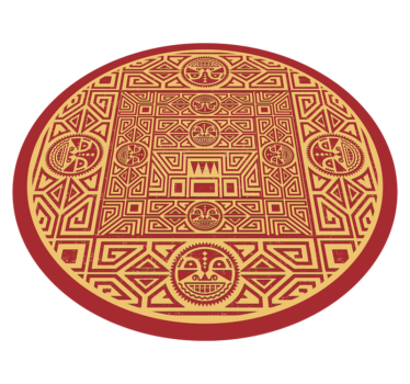Alfombra vinílica étnica redonda étnica roja y - TenVinilo