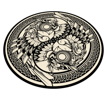 Alfombra vinilo dormitorio Yin yang búho doodle ornamento - TenVinilo