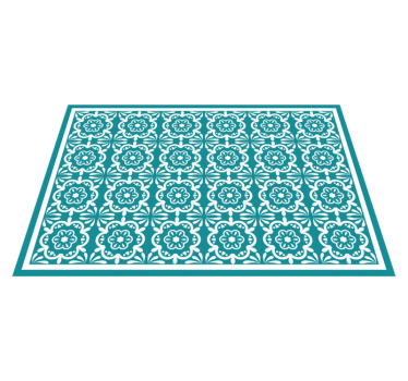 Alfombra vinílica cocina diseño floral verde azulado - TenVinilo