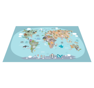 Alfombra vinílica mapamundi para niños - TenVinilo