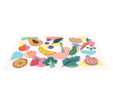 Alfombra vinílica cocina frutas tonos pastel - TenVinilo