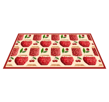 Alfombra vinílica cocina motivo de mermelada de cerezas - TenVinilo
