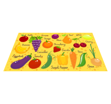 Alfombra vinílica cocina verduras de frutas coloridas - TenVinilo