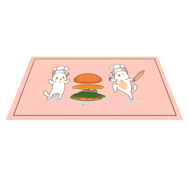 Alfombra vinílica cocina rosa con gatos - TenVinilo