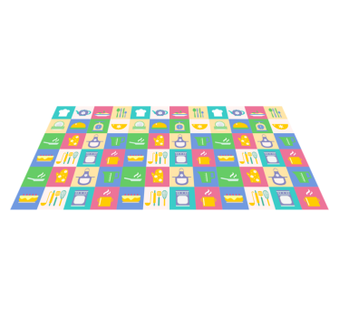 Alfombra vinílica cocina iconos coloridos de la cocina - TenVinilo