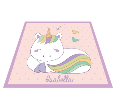 Alfombra vinílica unicornio arcoíris con nombre  - TenVinilo
