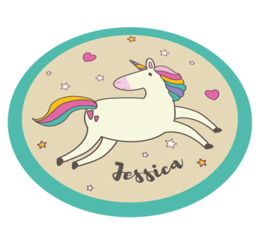 Alfombra vinílica infantil unicornio con nombre - TenVinilo