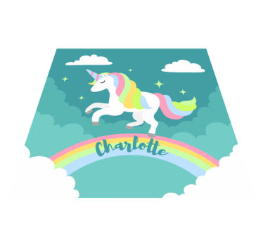 Alfombra vinilo unicornio arcoíris con nombre  - TenVinilo