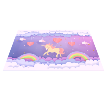 Alfombra vinilo infantil unicornio en nubes - TenVinilo