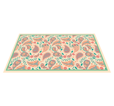 Alfombra vinílica étnica Rectangular persa verde - TenVinilo
