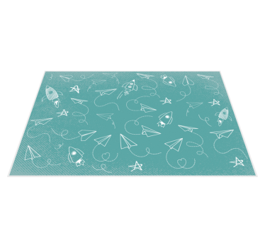 Alfombra vinílica vintage aviones de papel coreanos - TenVinilo