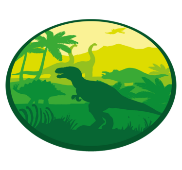 Alfombra vinilica redonda con silueta de dinosaurios - TenVinilo