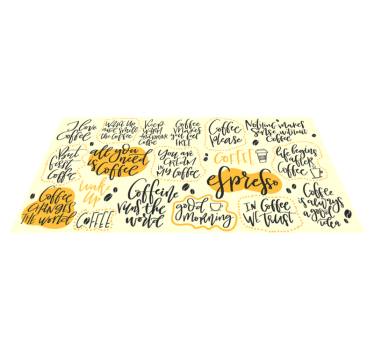 Alfombra de vinilo con letras handrawn y café - TenVinilo