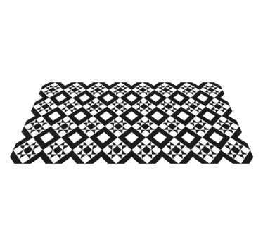 Alfombras vinílicas de azulejos Azulejo geométrico blanco y negro - TenVinilo